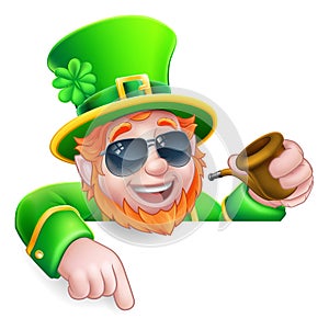 Leprechaun St Patricks Day Cartoon Sunglasses Sign photo