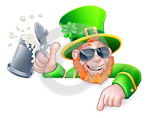 Leprechaun St Patricks Day Cool Cartoon Sign photo
