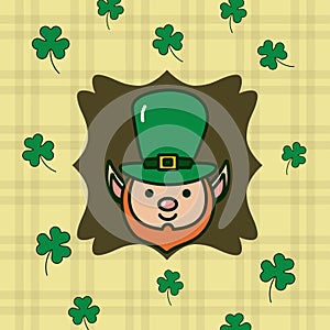 leprechaun with tophat st patricks day in clovers pattern