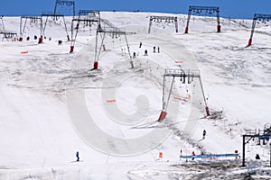 Les deux Alpes snowsports resort with year-round snow covering and skiable glacier at 3600 m altitude in summer