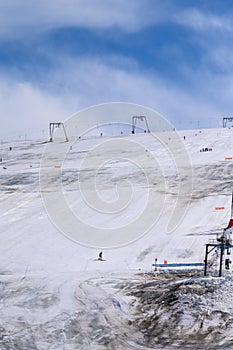 Les deux Alpes snowsports resort with year-round snow covering and skiable glacier at 3600 m altitude in summer