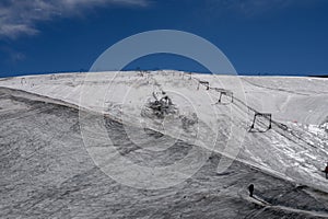 Les deux Alpes snowsports resort with year-round snow covering and skiable glacier at 3600 m altitude in summer