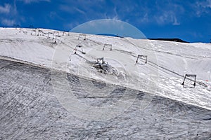 Les deux Alpes snowsports resort with year-round snow covering and skiable glacier at 3600 m altitude in summer