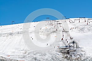 Les deux Alpes snowsports resort with year-round snow covering and skiable glacier at 3600 m altitude in summer