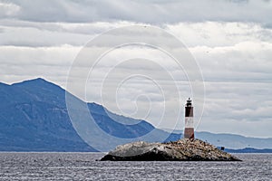 Les Eclaireurs Light House on rocky island on the Beagle Channel - Argentina