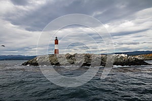 Les Eclaireurs Red and white lighthouse - Beagle Channel, Ushuaia, Argentina