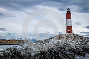 Les Eclaireurs Red and white lighthouse - Beagle Channel, Ushuaia, Argentina