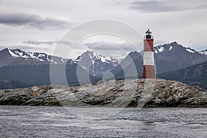 Les Eclaireurs Red and white lighthouse - Beagle Channel, Ushuaia, Argentina