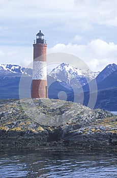 Les Euclaires Historic Lighthouse at Bridges Islands and Beagle Channel, Ushuaia, Argentina