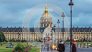 Les Invalides day to night timelapse in Paris, France