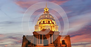 Les Invalides The National Residence of the Invalids at night. Paris, France