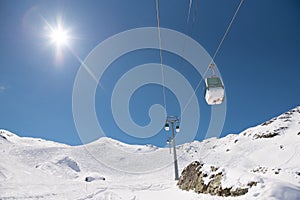 Les Menuires resort in winter. French alps in winter, snowy mountains in France