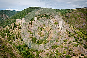 Les quatre chateaux de Lastours panoramic view photo