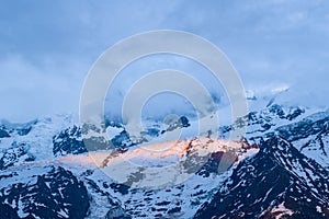 Les rausons du Soleil on Mont Blanc du Tacul in Europe, in France, in the Alps, towards Chamonix, in summer