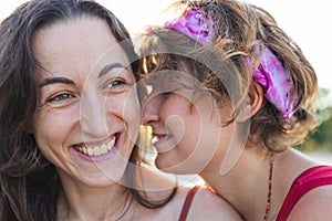 Lesbian couple on the beach