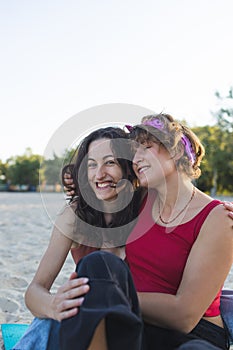 Lesbian couple on the beach