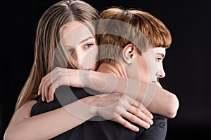 Lesbian couple hugging