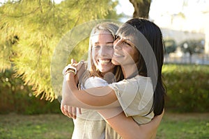 Lesbian couple hugging photo