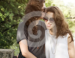 Lesbian Couple Together Outdoors Concept