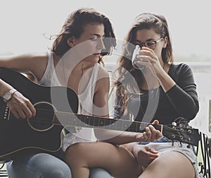 Lesbian Couple Together Outdoors Concept