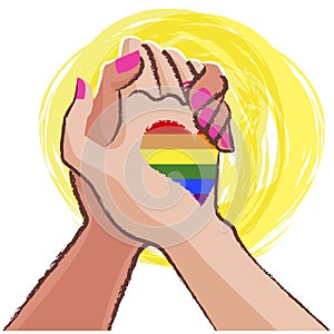 Lesbian hand in hand - LGBT concept