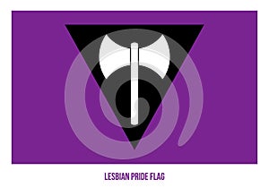 Lesbian Pride Flag Composed of a Labrys within Inverted Black Triangle