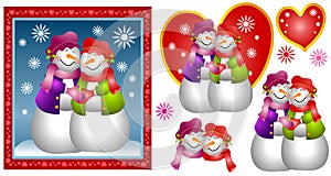 Lesbian Snow Woman Couple Card