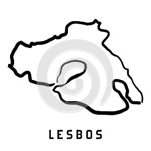 Lesbos island simple outline vector map