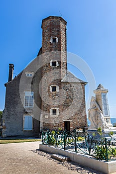 Lescar Cathedral presbytery stone tower. Lescar, Pyrénées-Atlantiques, France