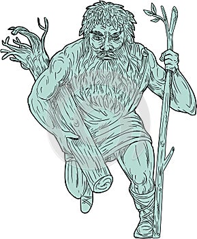 Leshy Tree Runk Staff Drawing