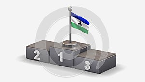Lesotho 3D waving flag illustration on winner podium.