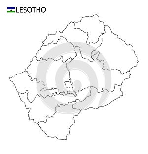 Lesotho map, black and white detailed outline regions of the country