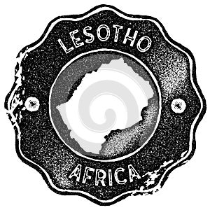 Lesotho map vintage stamp.