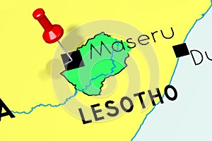 Lesotho, Maseru - capital city, pinned on political map