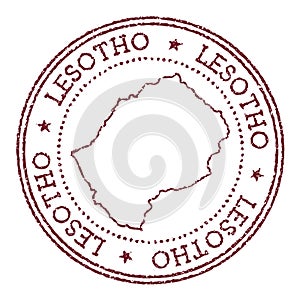 Lesotho round rubber stamp with country map.