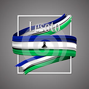 Lesoto flag. Official national colors. Lesoton 3d realistic ribbon. Waving vector patriotic glory flag stripe sign. photo