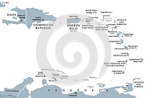 Lesser Antilles political map