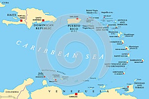 Lesser Antilles political map photo