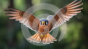 Lesser Kestrel flyin in the forest