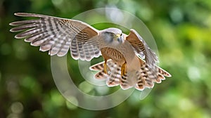 Lesser Kestrel flyin in the forest