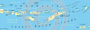 Lesser Sunda Islands, Nusa Tenggara Islands, Indonesia, political map photo