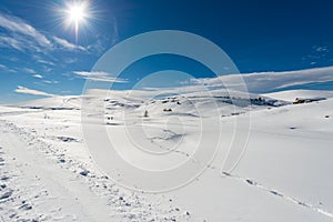Lessinia High Plateau and Tomba Mountain in Winter with Snow - Veneto Italy