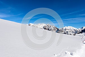 Lessinia Plateau and the Carega Mountain - Winter Snowy Landscape in Veneto Italy