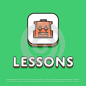 Lessons colour icon with school backpack