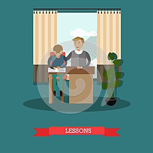 Lessons concept vector illustration in flat style.