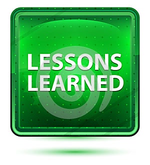 Lessons Learned Neon Light Green Square Button