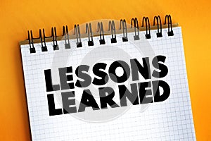 Lessons Learned text quote, concept background