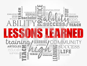 Lessons Learned word cloud collage