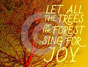 Let all the trees of the forest sing for joy - Bible verses about autumn - Blury Background