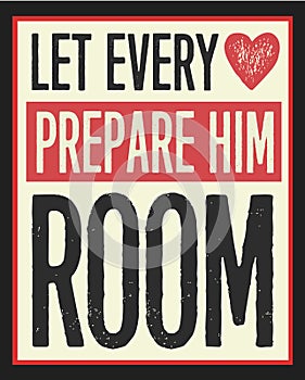 Let Every Heart Prepare Him Room Vintage Christmas Poster